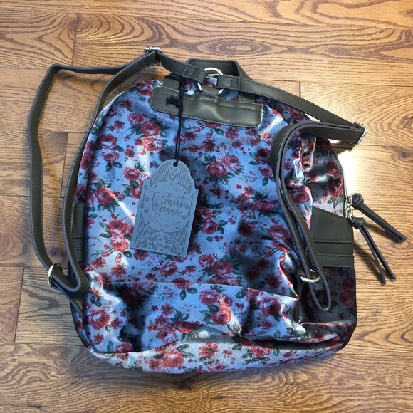 Super cute Grey Velvet Floral Backpack main image 8